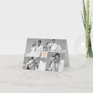 Einfache Monogram Box 4 Multi-Foto Moderne Hochzei Dankeskarte