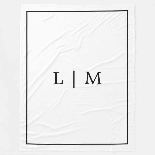 Einfache Monogram Classic Schwarz/Weiß Minimalisti Fleecedecke (Vorderseite)
