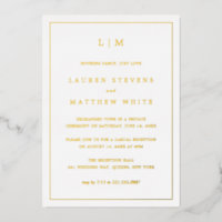 Einfache Monogram Elegant Wedding Empfang
