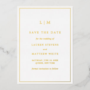 Einfache Monogram Elegant Wedding Save the Date Folieneinladung