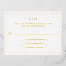 Einfache Monogram Elegant Wedding UAWG Folie Einladungspostkarte