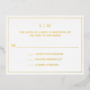 Einfache Monogram Elegant Wedding UAWG Folie Einladungspostkarte