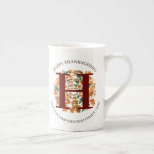 Einfache Monogram Fall Harvest Happy Thanksgiving Prozellantasse