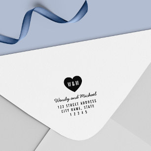 Einfache Monogram Heart Couple Wedding-Adresse Permastempel