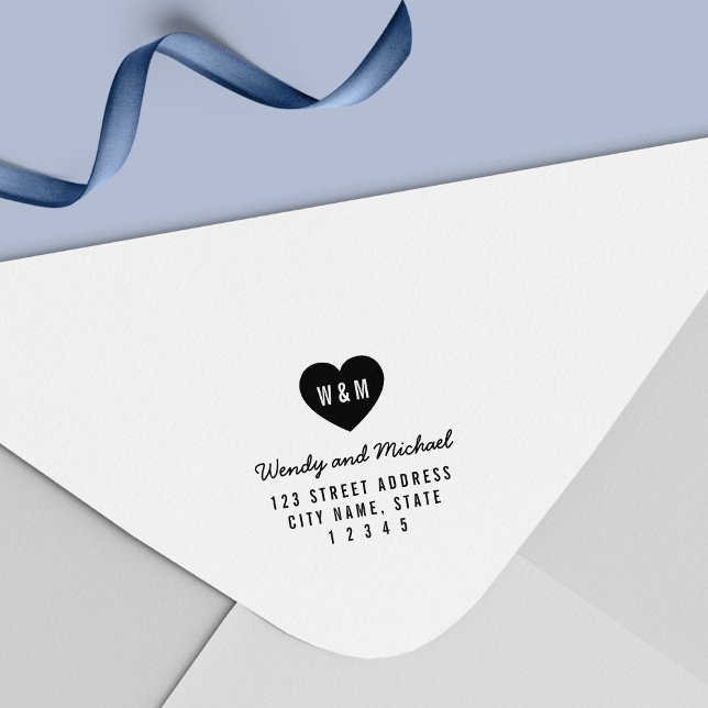 Einfache Monogram Heart Couple Wedding-Adresse Permastempel (Von Creator hochgeladen)