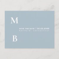 Einfache Monogram Icy Blue Wedding Save the Date