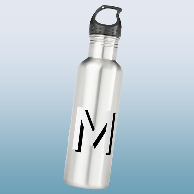 Einfache Monogram Initial Drop Shadow Personalisie Edelstahlflasche (Modern monogram initial drop shadow personalized water bottle)