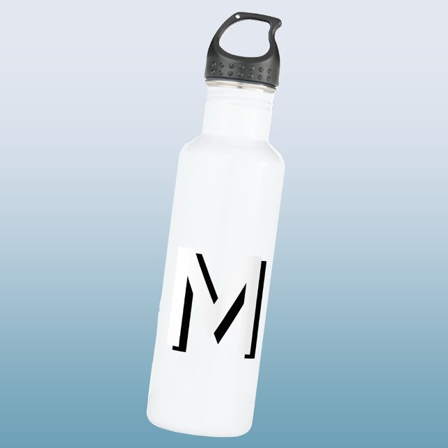 Einfache Monogram Initial Drop Shadow Personalisie Edelstahlflasche (Modern monogram initial drop shadow personalized water bottle)
