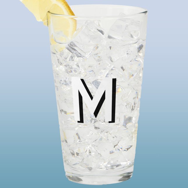 Einfache Monogram Initial Drop Shadow Personalisie Glas (Modern monogram initial drop shadow personalized glass tumbler)