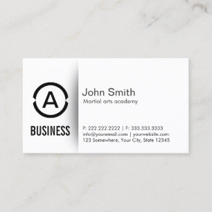 Einfache Monogram Martial Arts Business Card Visitenkarte