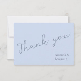 Einfache Monogram Minimalistisch Beau Blue Wedding Dankeskarte