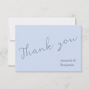 Einfache Monogram Minimalistisch Beau Blue Wedding Dankeskarte