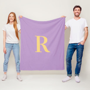 Einfache Monogram Modern Lilac Fleecedecke
