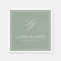 Einfache Monogram Sage Green Elegant Script Hochze