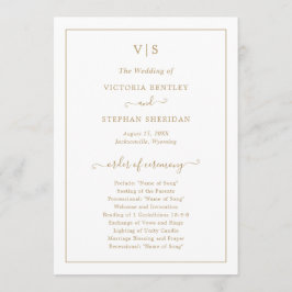 Einfache Monogram Traditionelle Elegant Gold Hochz Programm