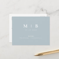 Einfache Monogram Winter Blue Save the Date QR Ann