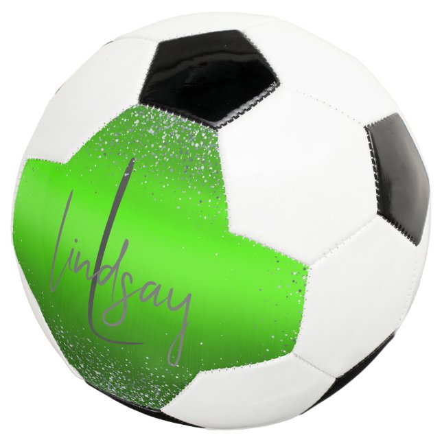 Einfache Monogramm aus grün gebürstetem Glitzer | Fußball (Dreiviertel)