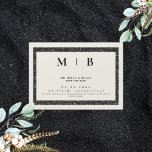 Einfache Monogramm-Beige und Schwarz Save the Date Magneteinladung<br><div class="desc">Einfach & schmal Beige mit Schwarz Monogram Save the Date. Hochzeit. Vor- und Nachnamen. Modern. Magentisch. Glitzer Bild schwarzer Rand.</div>