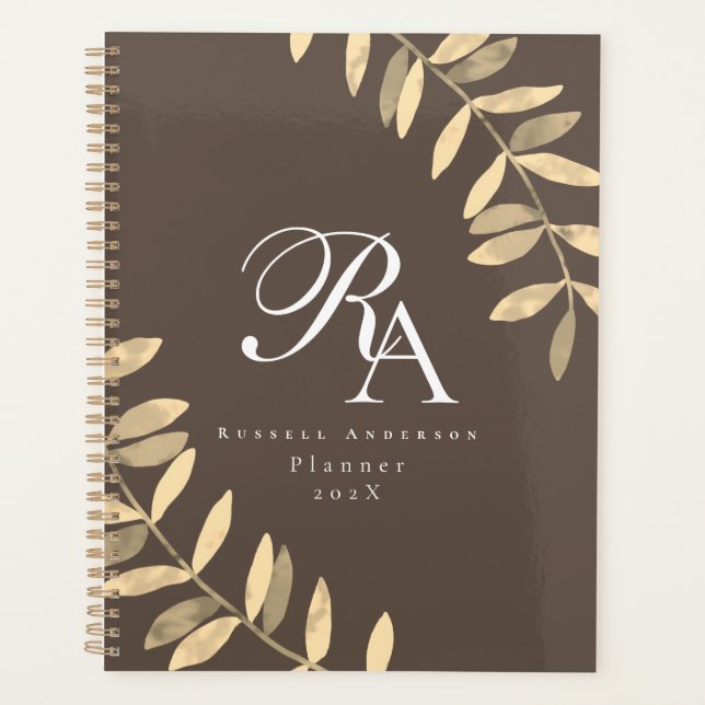 Einfache Monogramm Brown Planer (Vorderseite)
