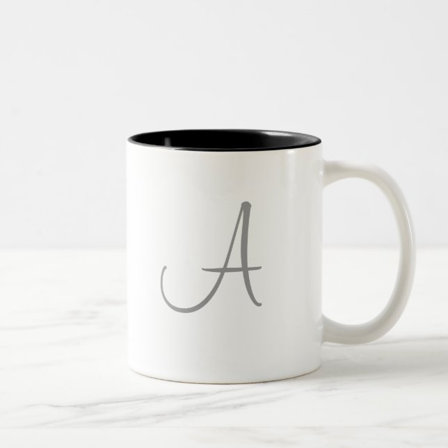 Einfache Monogramm-Buchstaben Initial Custom Perso Zweifarbige Tasse (Rechts)