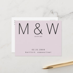 Einfache Monogramm Champagnerfarbe Save the Date Ankündigungspostkarte