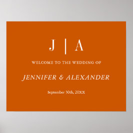 Einfache Monogramm-Couponbezeichnung Orange und We Poster
