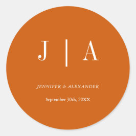 Einfache Monogramm-Couponbezeichnung Orange und We Runder Aufkleber