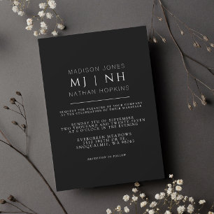 Einfache Monogramm Elegant Minimalistisch Hochzeit Einladung