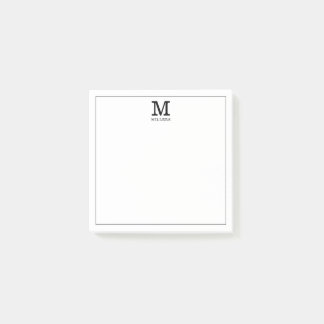Einfache Monogramm-Familie Name Schwarz/Weiß Post-it Klebezettel