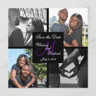 Einfache Monogramm-Foto Save the Date Karte 3