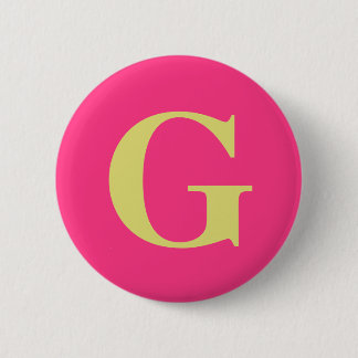 Einfache Monogramm Fuchsia und Strohgelb Button