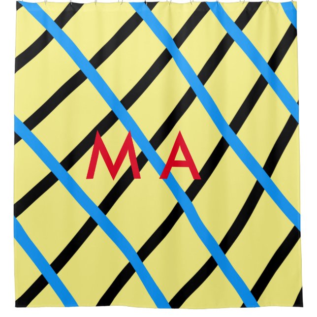 Einfache Monogramm fügen Sie den Namen Mann minima Duschvorhang (Vorderseite)