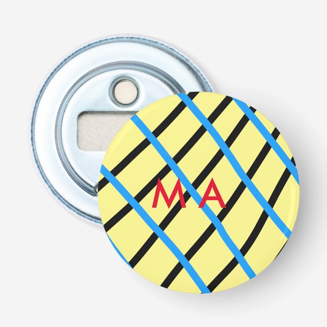 Einfache Monogramm fügen Sie den Namen Mann minima Flaschenöffner (Vorderseite)