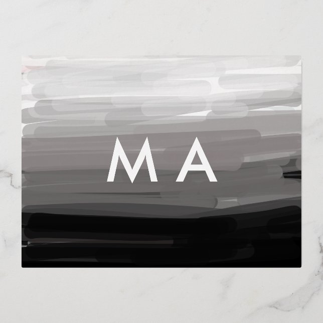 Einfache Monogramm fügen Sie den Namen Mann minima Folie Einladungspostkarte (Vorderseite)