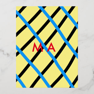 Einfache Monogramm fügen Sie den Namen Mann minima Folien Feiertagspostkarte