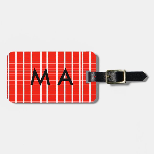 Einfache Monogramm fügen Sie den Namen Mann minima Gepäckanhänger (Vorderseite horizontal)