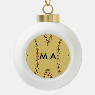 Einfache Monogramm fügen Sie den Namen Mann minima Keramik Kugel-Ornament