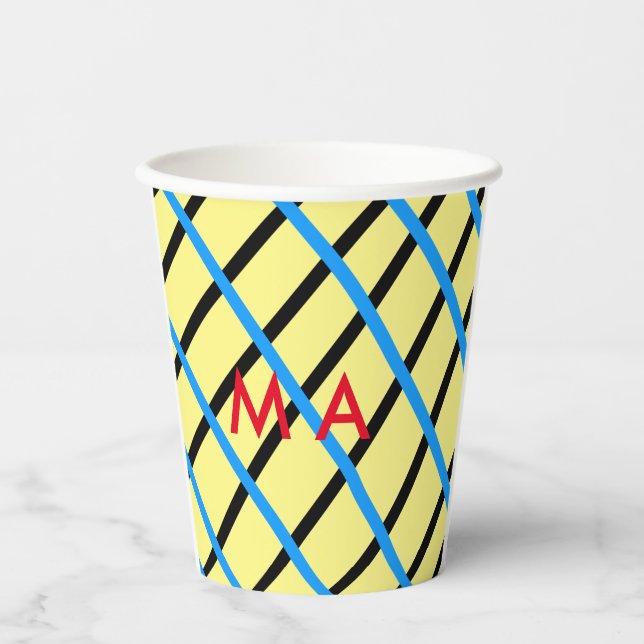 Einfache Monogramm fügen Sie den Namen Mann minima Pappbecher (Vorderseite)