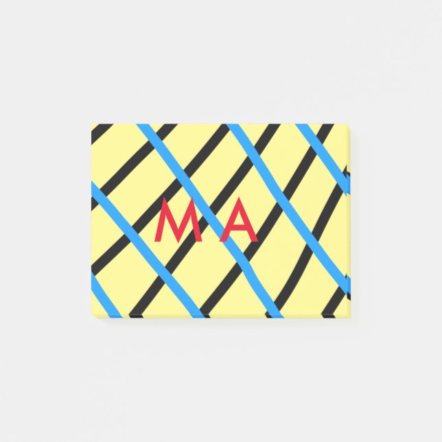 Einfache Monogramm fügen Sie den Namen Mann minima Post-it Klebezettel (Vorderseite)