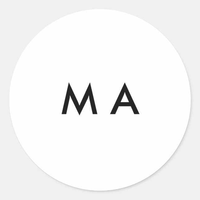 Einfache Monogramm fügen Sie den Namen Mann minima Runder Aufkleber (Vorderseite)