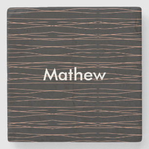 Einfache Monogramm fügen Sie den Namen Mann minima Steinuntersetzer