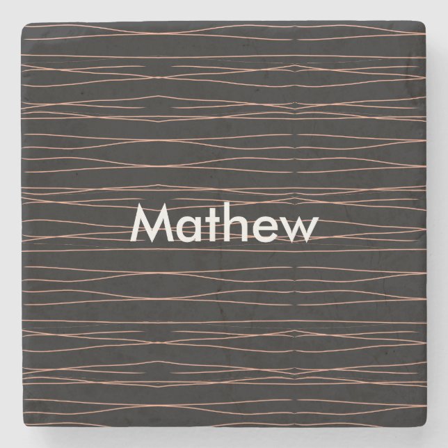 Einfache Monogramm fügen Sie den Namen Mann minima Steinuntersetzer (Vorderseite)