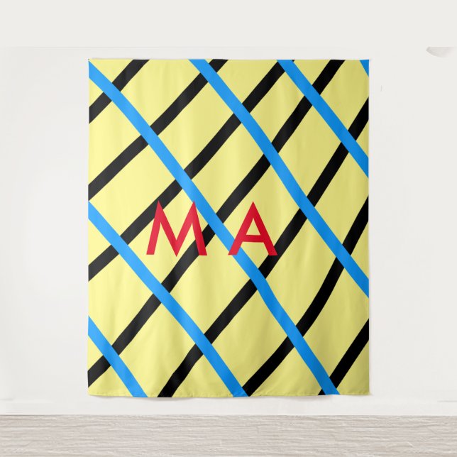 Einfache Monogramm fügen Sie den Namen Mann minima Wandteppich (Vorderseite)