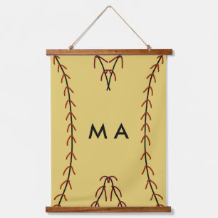 Einfache Monogramm fügen Sie den Namen Mann minima Wandteppich Mit Holzrahmen