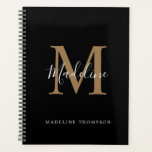 Einfache Monogramm für Schwarz und Gold-Script Planer<br><div class="desc">Eleganter Black and Gold Script Simple Monogram Planner</div>
