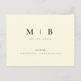 Einfache Monogramm-Gelbe Save the Date Hochzeit Postkarte