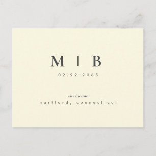 Einfache Monogramm-Gelbe Save the Date Hochzeit Postkarte