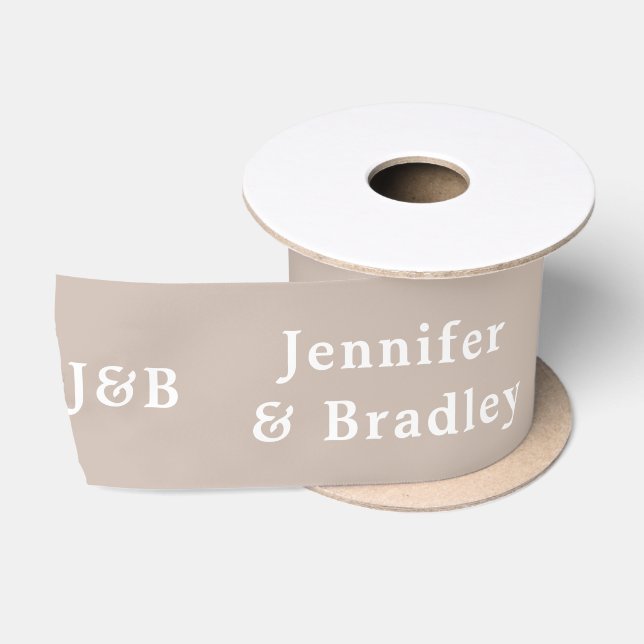 Einfache Monogramm Hochzeitsnahrung Personalisiert Satinband (Spule)