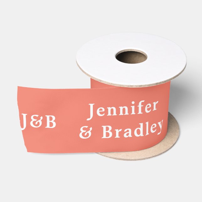 Einfache Monogramm Hochzeitsnahrung Personalisiert Satinband (Spule)