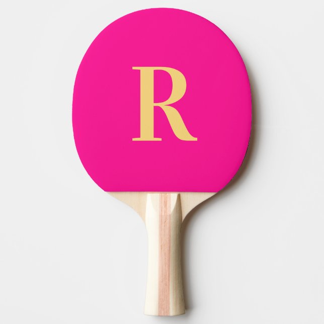 Einfache Monogramm Hot Pink Tischtennis Schläger (Vorderseite)